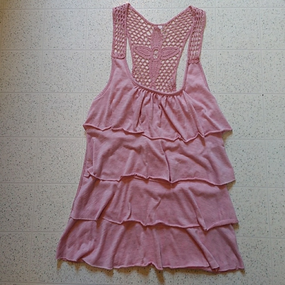 Pink ruffles tank top